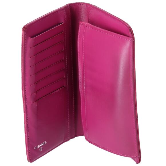 CHANEL V Stitch Chevron Long Bifold Wallet Pink Patent Leather - Picture 5 of 8